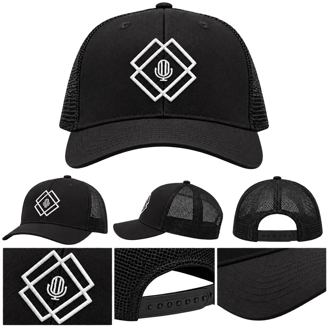 White on Black Trucker Hat